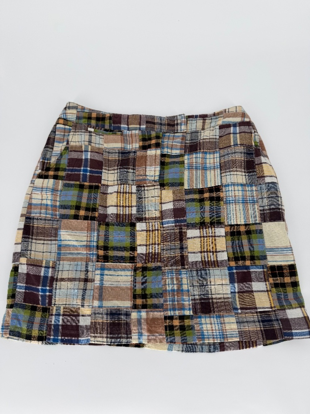 Larry Levine Vintage Patchwork Plaid Cotton Mini Skirt